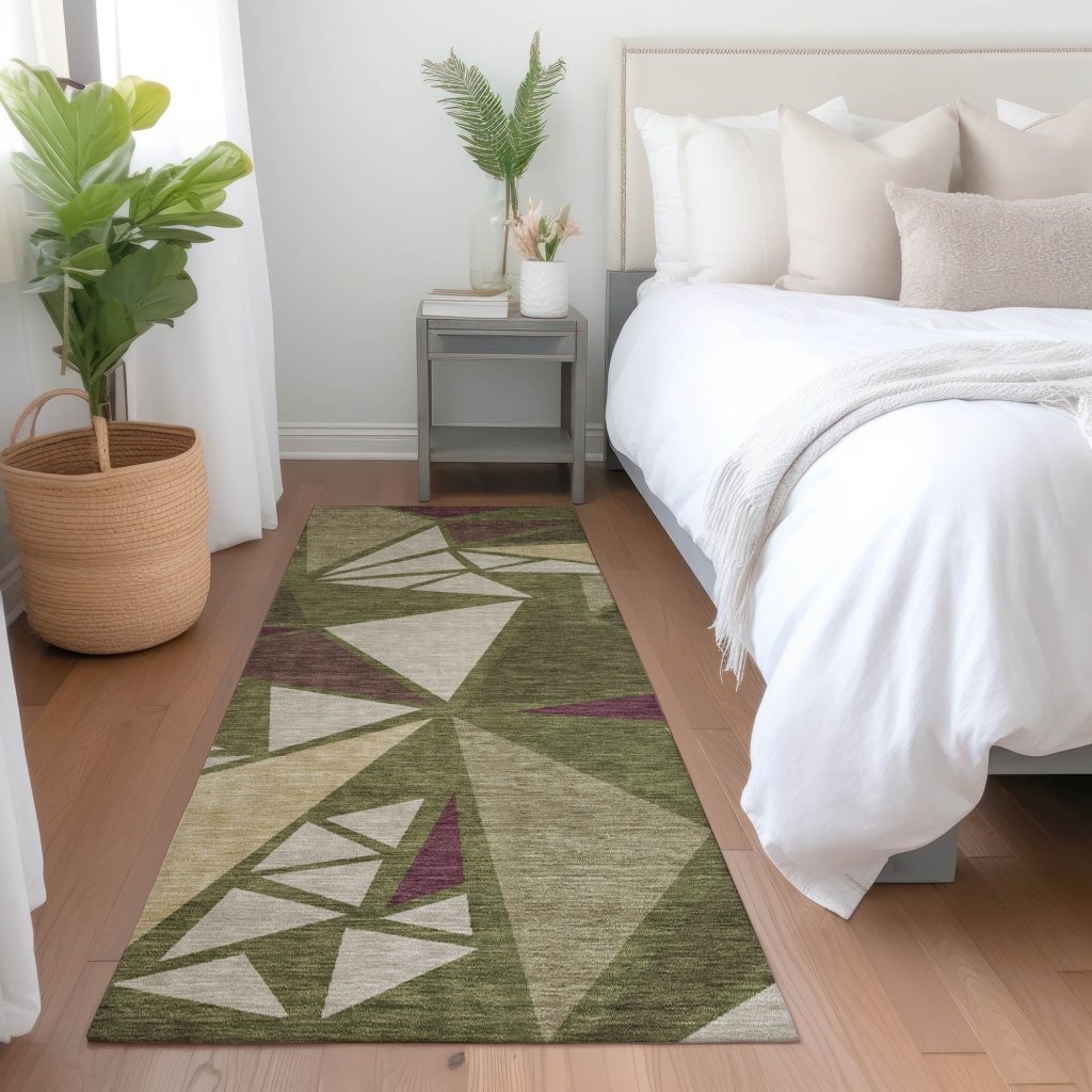 LOOMLAN Rugs Aristea Green Washable Indoor-Outdoor Rug