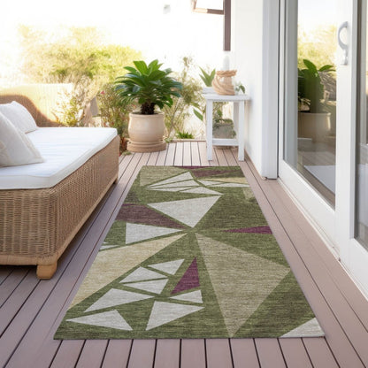 LOOMLAN Rugs Aristea Green Washable Indoor-Outdoor Rug