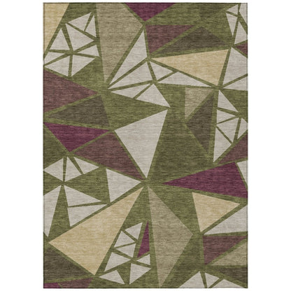 LOOMLAN Rugs Aristea Green Washable Indoor-Outdoor Rug