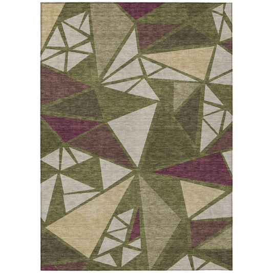 LOOMLAN Rugs Aristea Green Washable Indoor-Outdoor Rug