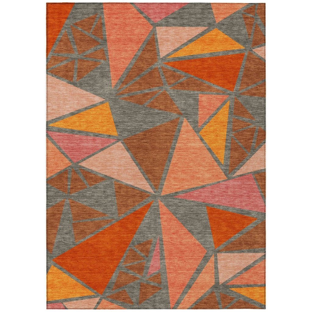 LOOMLAN Rugs Aristea Orange Washable Indoor-Outdoor Rug