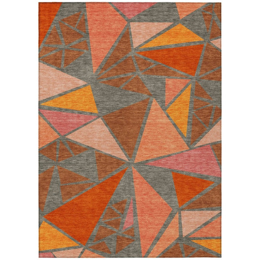 LOOMLAN Rugs Aristea Orange Washable Indoor-Outdoor Rug