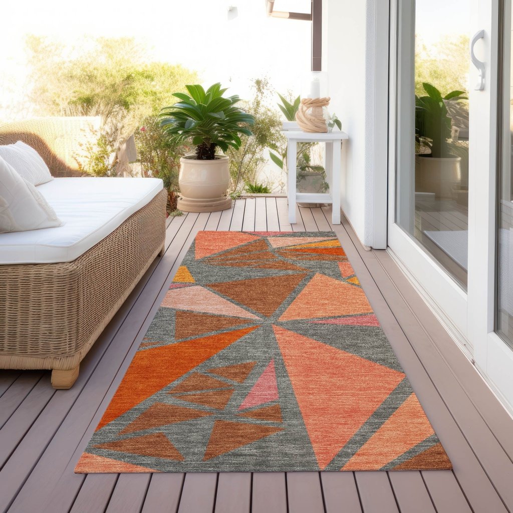 LOOMLAN Rugs Aristea Orange Washable Indoor-Outdoor Rug