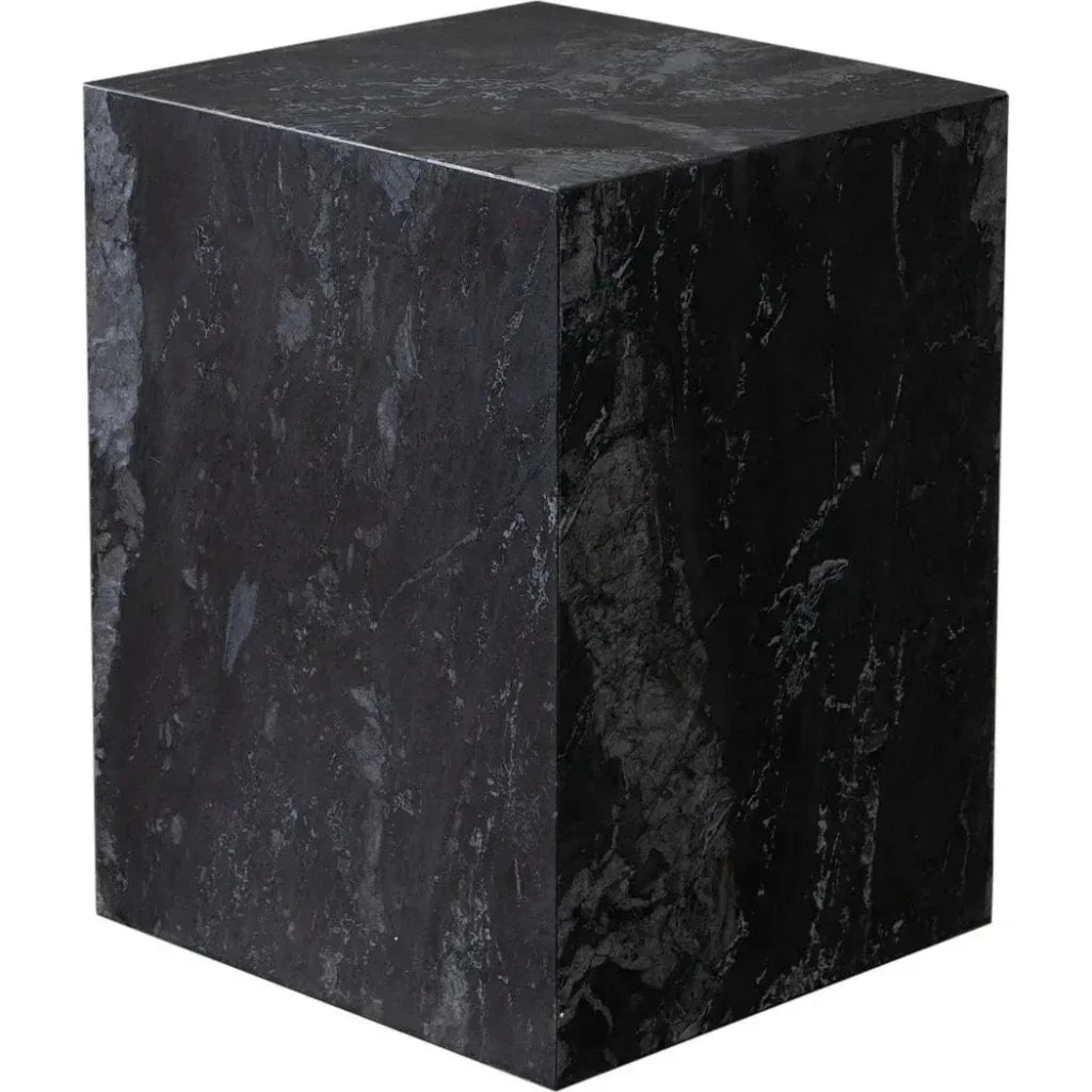 Ark Genuine Black Marble Square Pedestal End Table