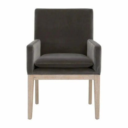 Arm Chairs Drake Arm Chair Gray Velvet Natural Gray Oak - LOOMLAN - Essentials For Living - Dining Chairs