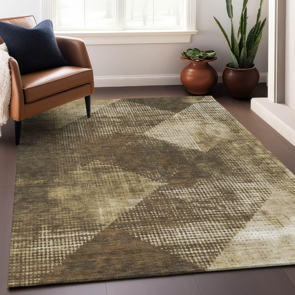 Arvaya Brown Washable Indoor - Outdoor Rug - LOOMLAN - LOOMLAN Rugs - Outdoor Rugs