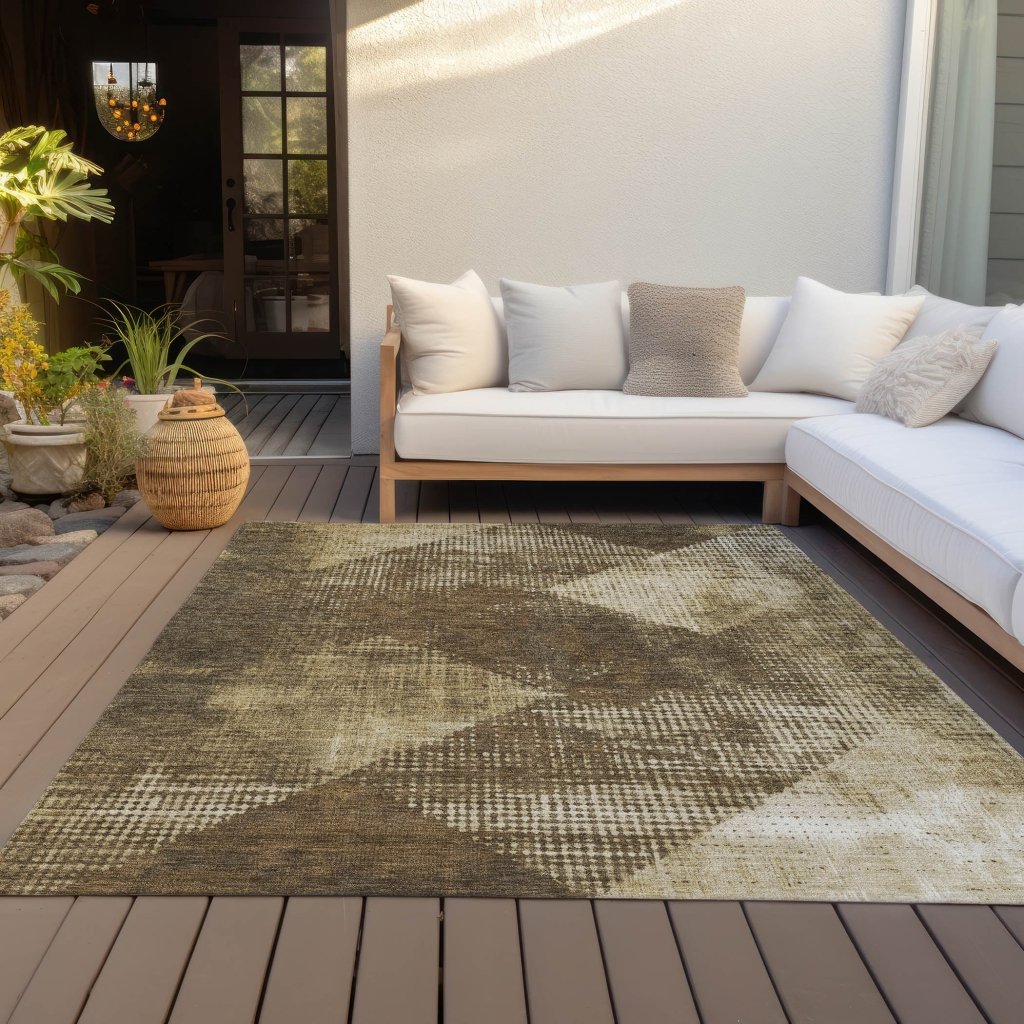 Arvaya Brown Washable Indoor - Outdoor Rug - LOOMLAN - LOOMLAN Rugs - Outdoor Rugs