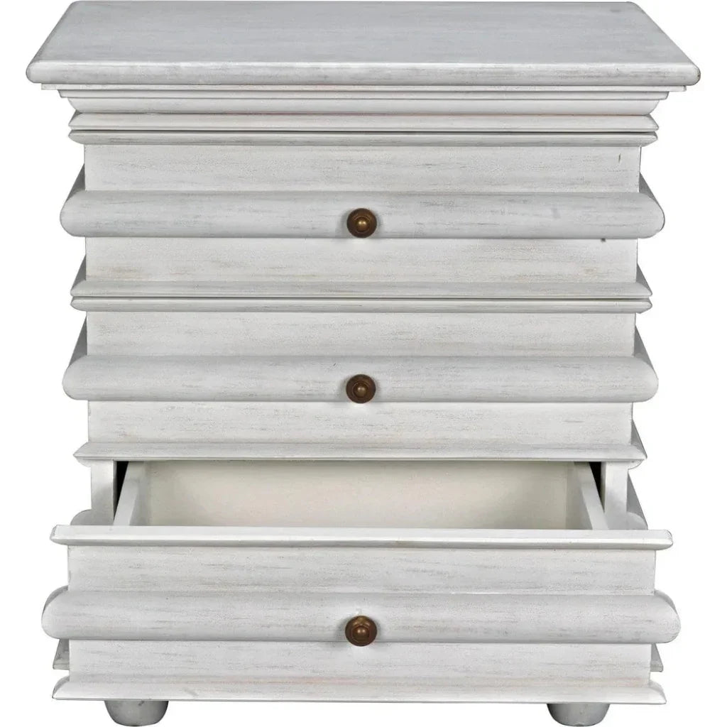 Noir Ascona Wood Side Table With Drawers