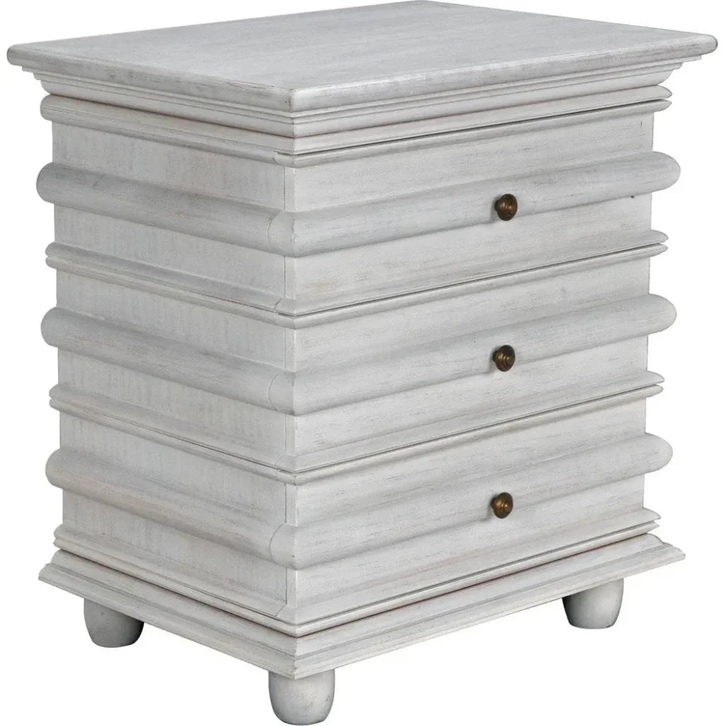 Noir Ascona Wood Side Table With Drawers