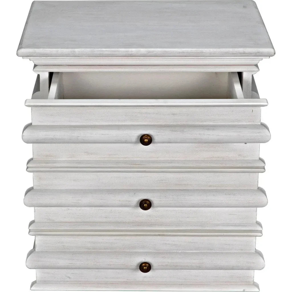 Noir Ascona Wood Side Table With Drawers
