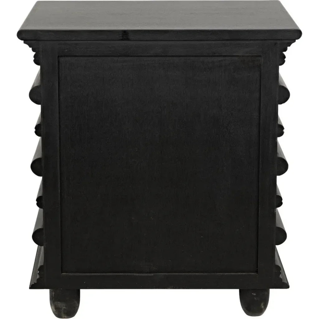 Noir Ascona Wood Side Table With Drawers