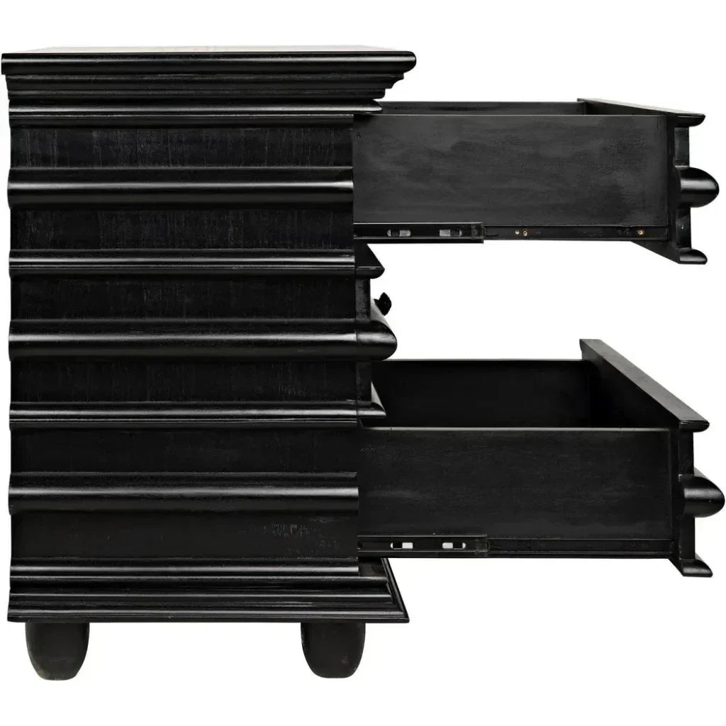 Noir Ascona Wood Side Table With Drawers