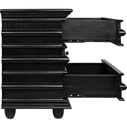 Noir Ascona Wood Side Table With Drawers