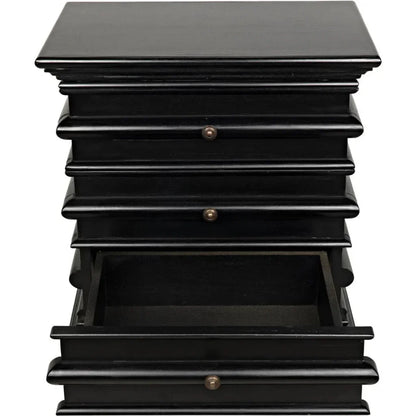 Noir Ascona Wood Side Table With Drawers