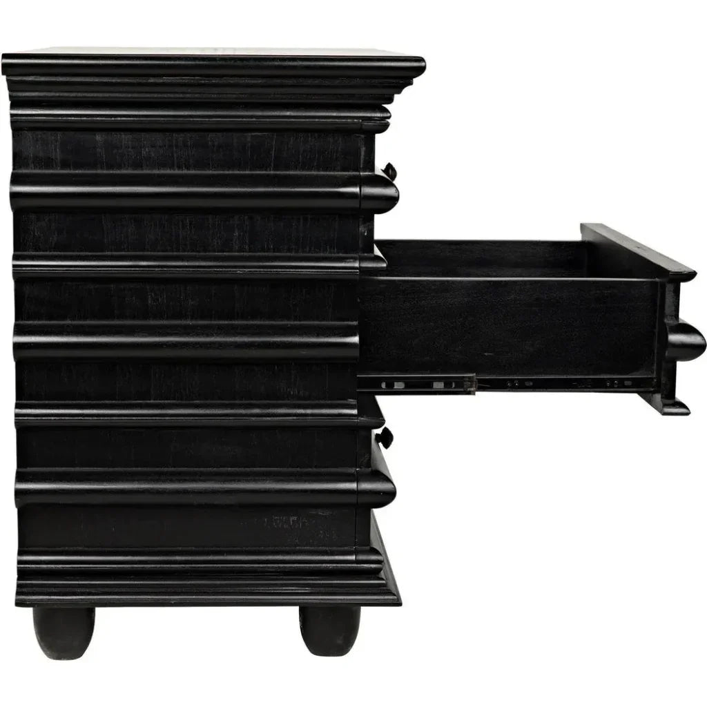 Noir Ascona Wood Side Table With Drawers