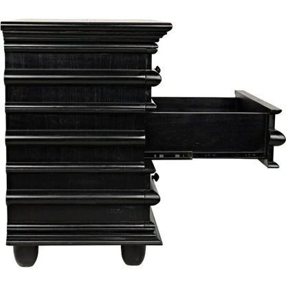 Noir Ascona Wood Side Table With Drawers