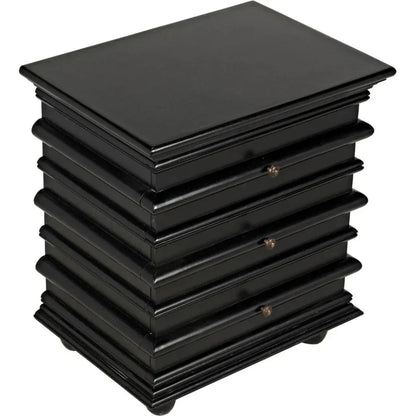 Noir Ascona Wood Side Table With Drawers