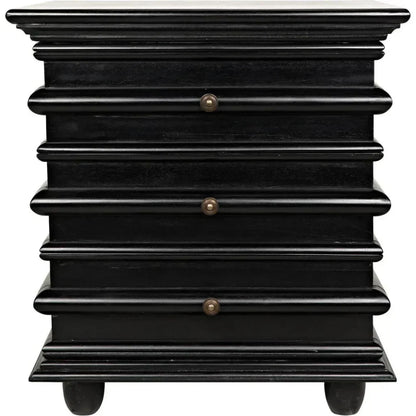 Noir Ascona Wood Side Table With Drawers