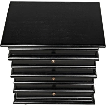 Noir Ascona Wood Side Table With Drawers