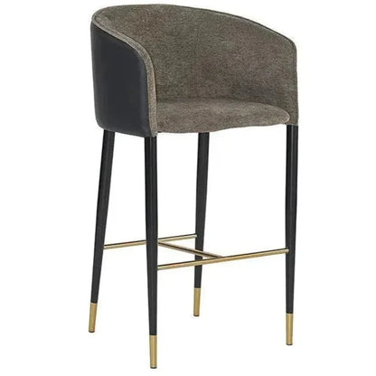 SUNPAN Asher Barrel Back Leather Barstool