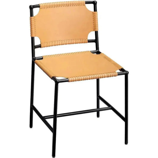 Jamie Young Asher Tan Full Grain Leather Dining Chair