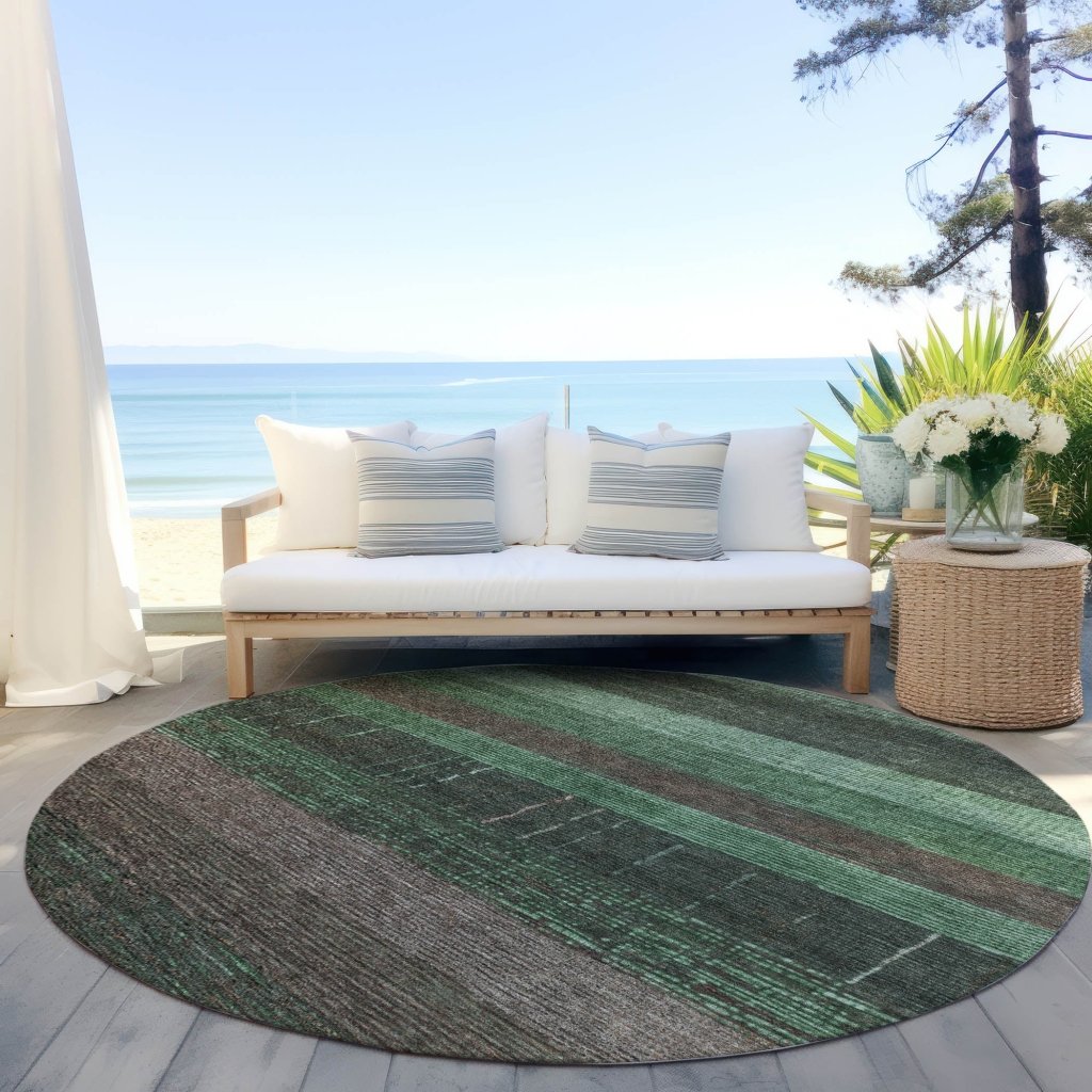 LOOMLAN Rugs Ashuryn Green Washable Indoor-Outdoor Rug