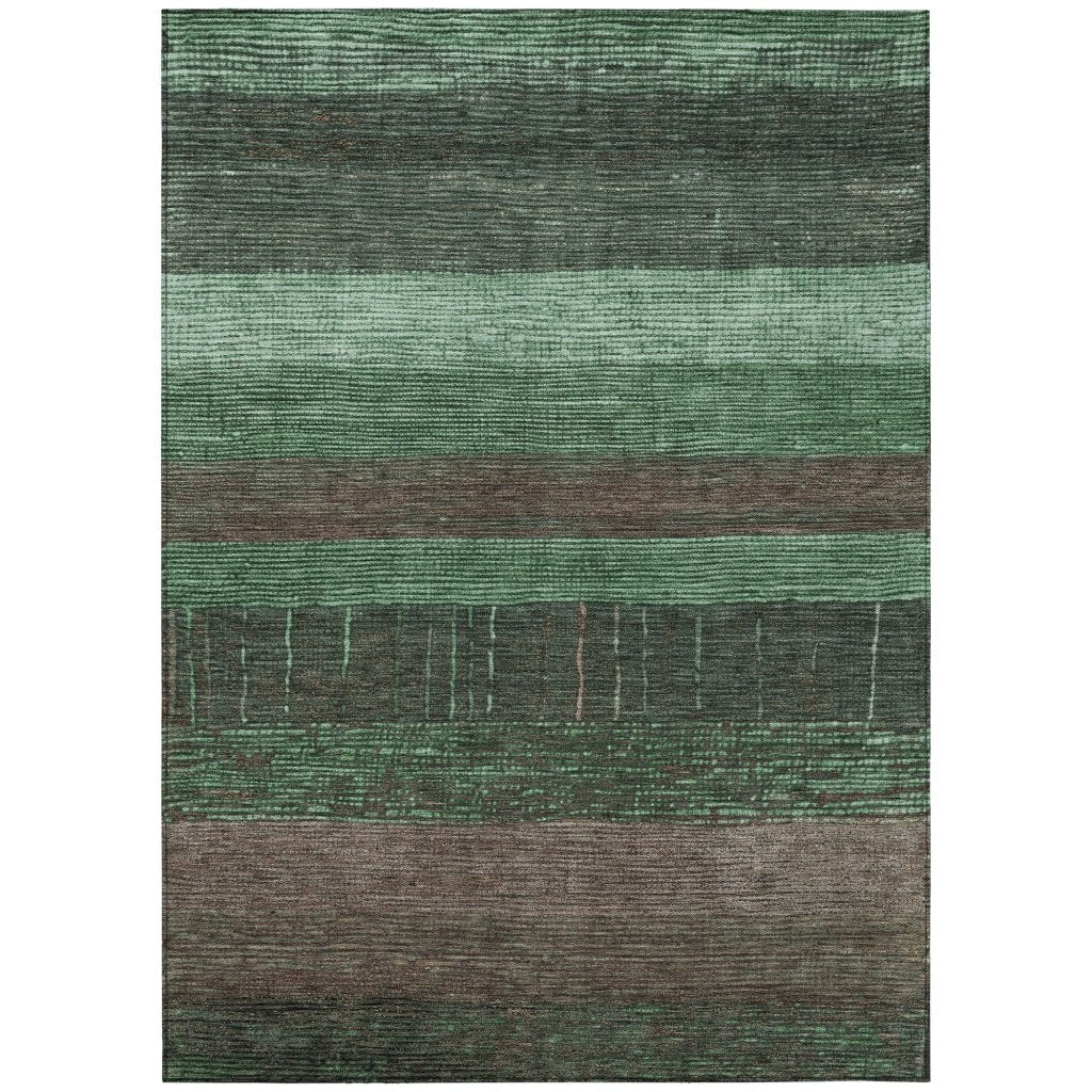 LOOMLAN Rugs Ashuryn Green Washable Indoor-Outdoor Rug