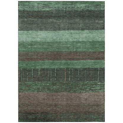 LOOMLAN Rugs Ashuryn Green Washable Indoor-Outdoor Rug