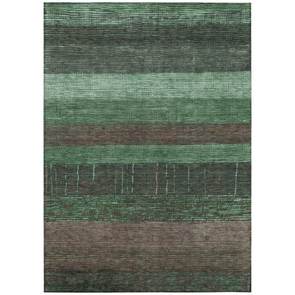 LOOMLAN Rugs Ashuryn Green Washable Indoor-Outdoor Rug