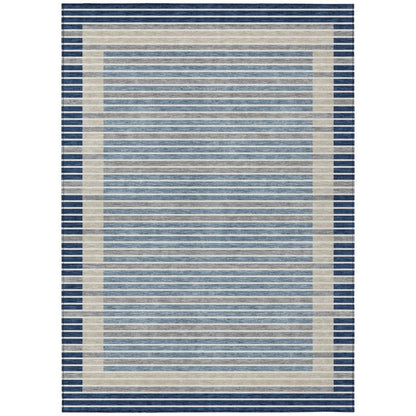 LOOMLAN Rugs Asymira Blue Washable Indoor-Outdoor Rug