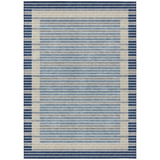 LOOMLAN Rugs Asymira Blue Washable Indoor-Outdoor Rug