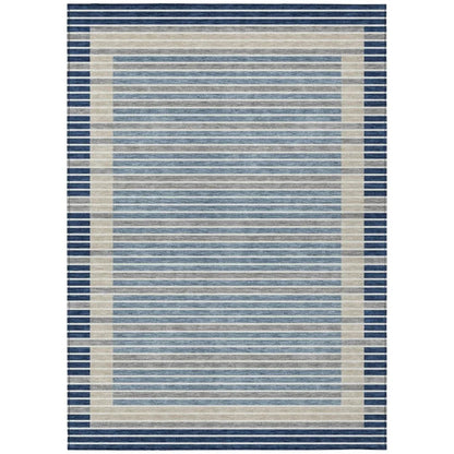 LOOMLAN Rugs Asymira Blue Washable Indoor-Outdoor Rug
