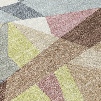 LOOMLAN Rugs Asymma Brown Washable Indoor-Outdoor Rug