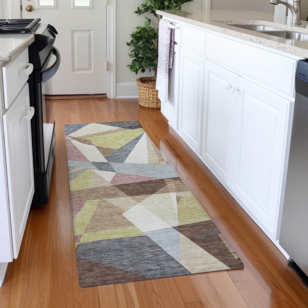 LOOMLAN Rugs Asymma Brown Washable Indoor-Outdoor Rug