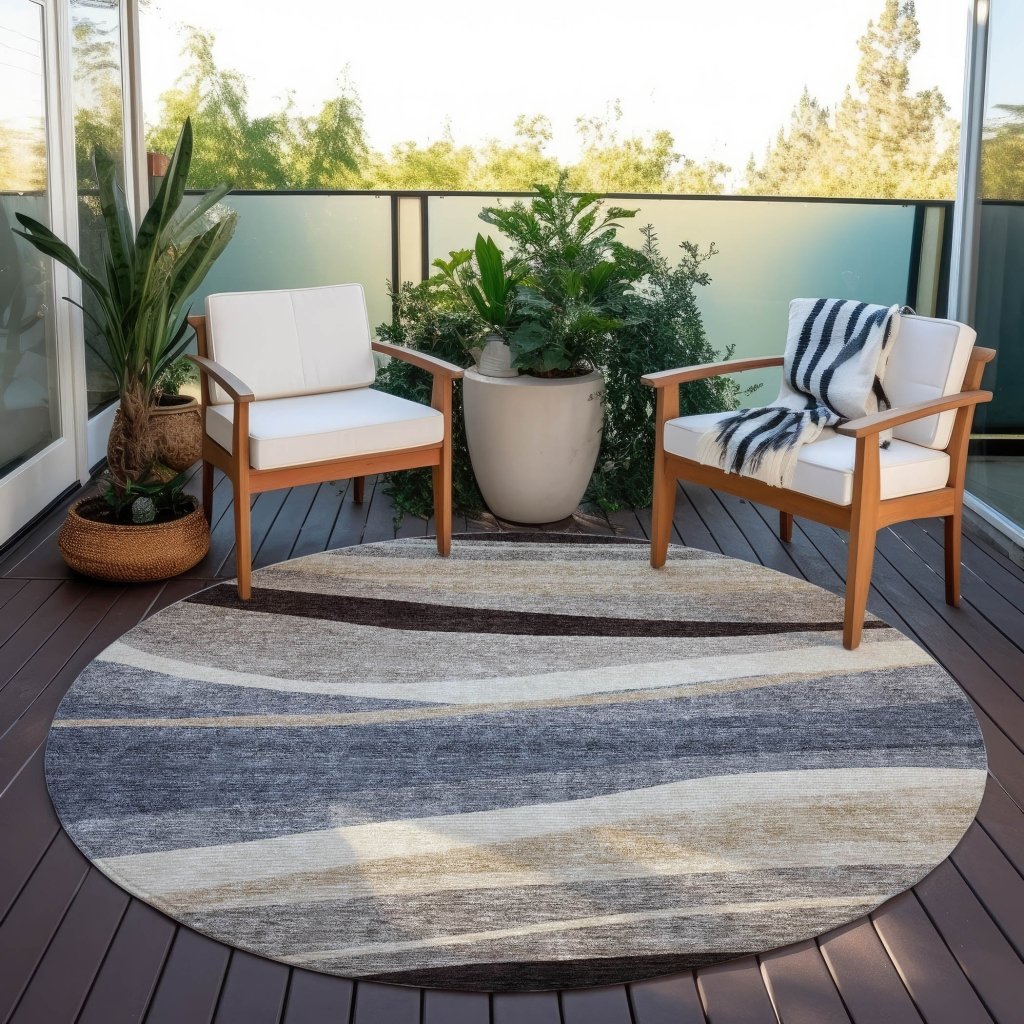 LOOMLAN Rugs Athena Blue Washable Indoor-Outdoor Rug