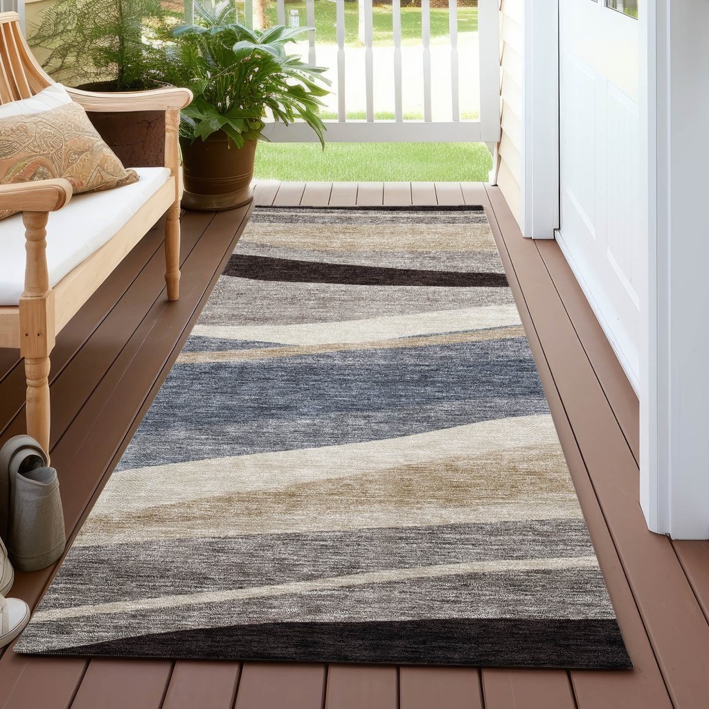 LOOMLAN Rugs Athena Blue Washable Indoor-Outdoor Rug