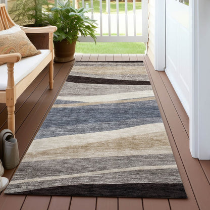 LOOMLAN Rugs Athena Blue Washable Indoor-Outdoor Rug