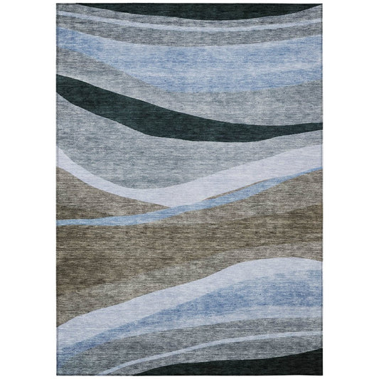 LOOMLAN Rugs Athena Brown Washable Indoor-Outdoor Rug