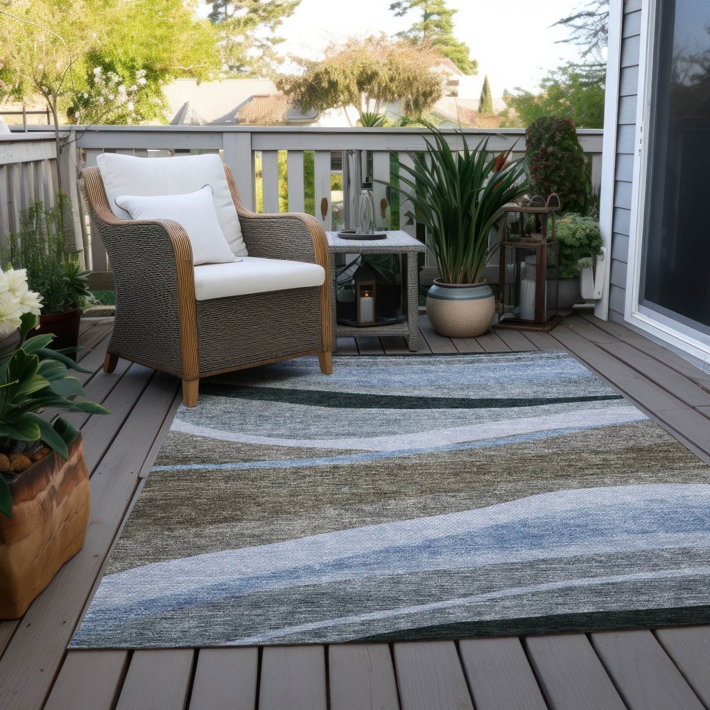 LOOMLAN Rugs Athena Brown Washable Indoor-Outdoor Rug