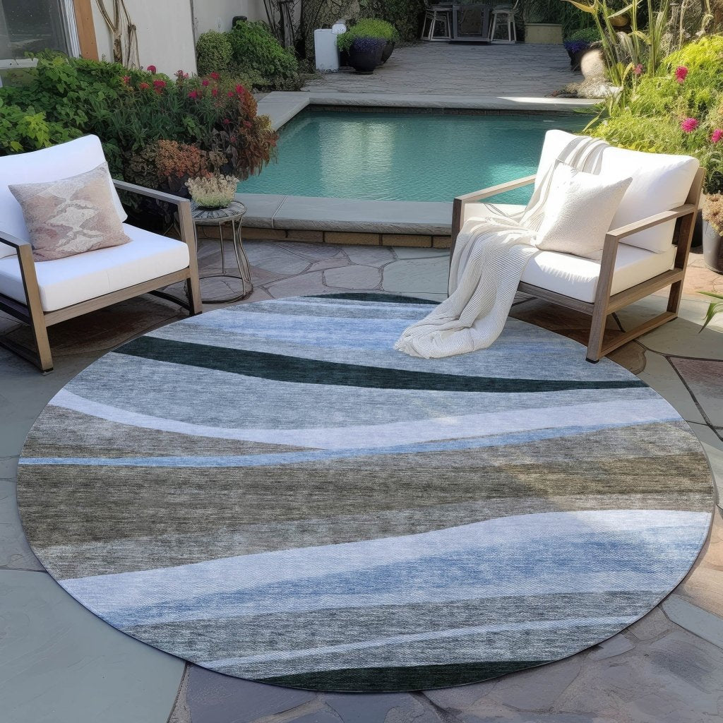 LOOMLAN Rugs Athena Brown Washable Indoor-Outdoor Rug
