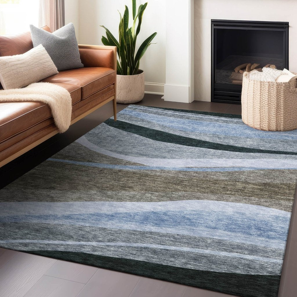 LOOMLAN Rugs Athena Brown Washable Indoor-Outdoor Rug