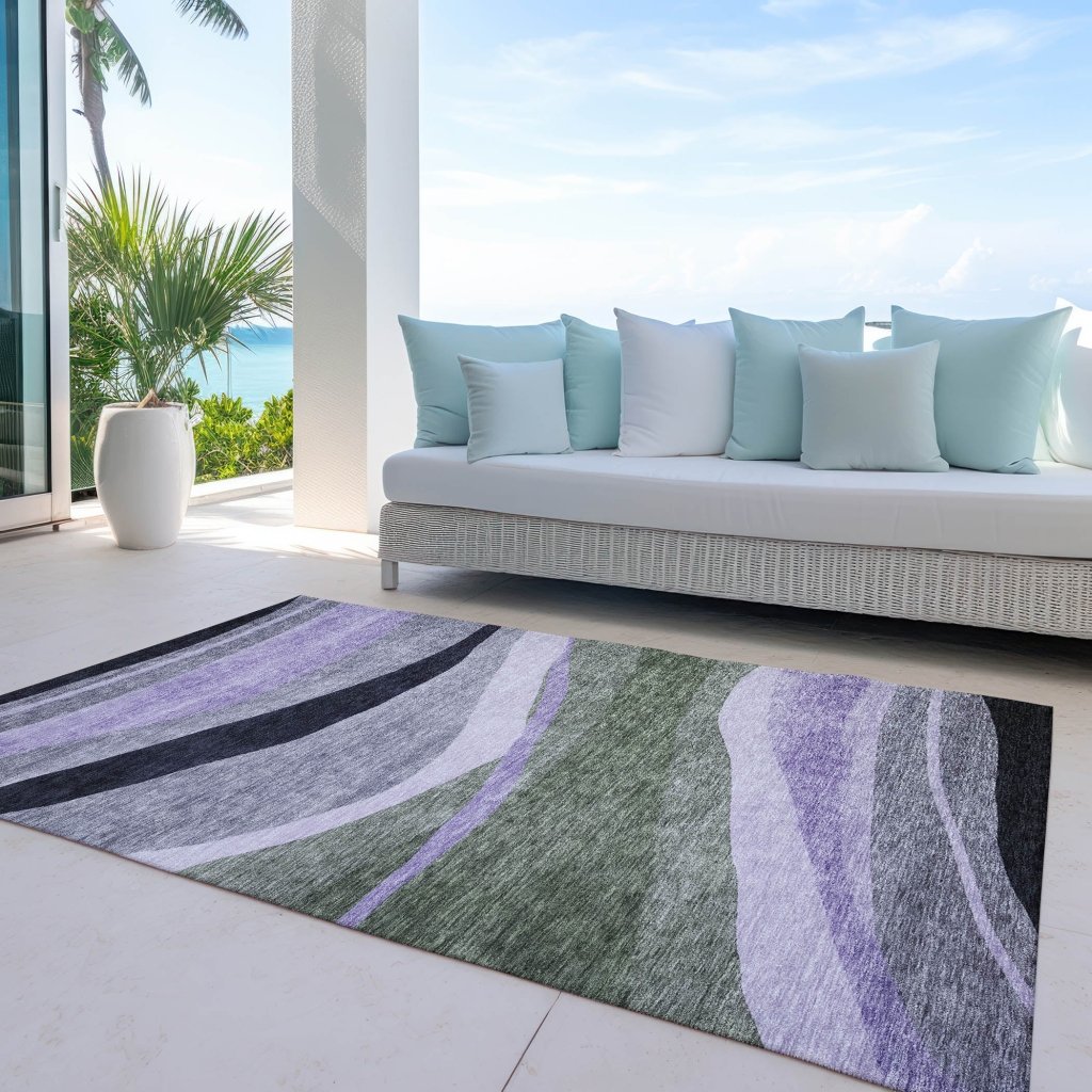 LOOMLAN Rugs Athena Green Washable Indoor-Outdoor Rug