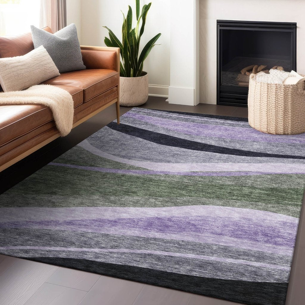 LOOMLAN Rugs Athena Green Washable Indoor-Outdoor Rug