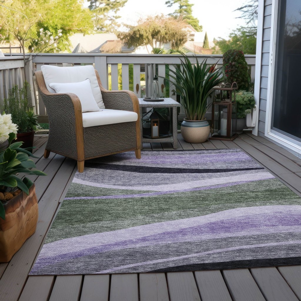 LOOMLAN Rugs Athena Green Washable Indoor-Outdoor Rug