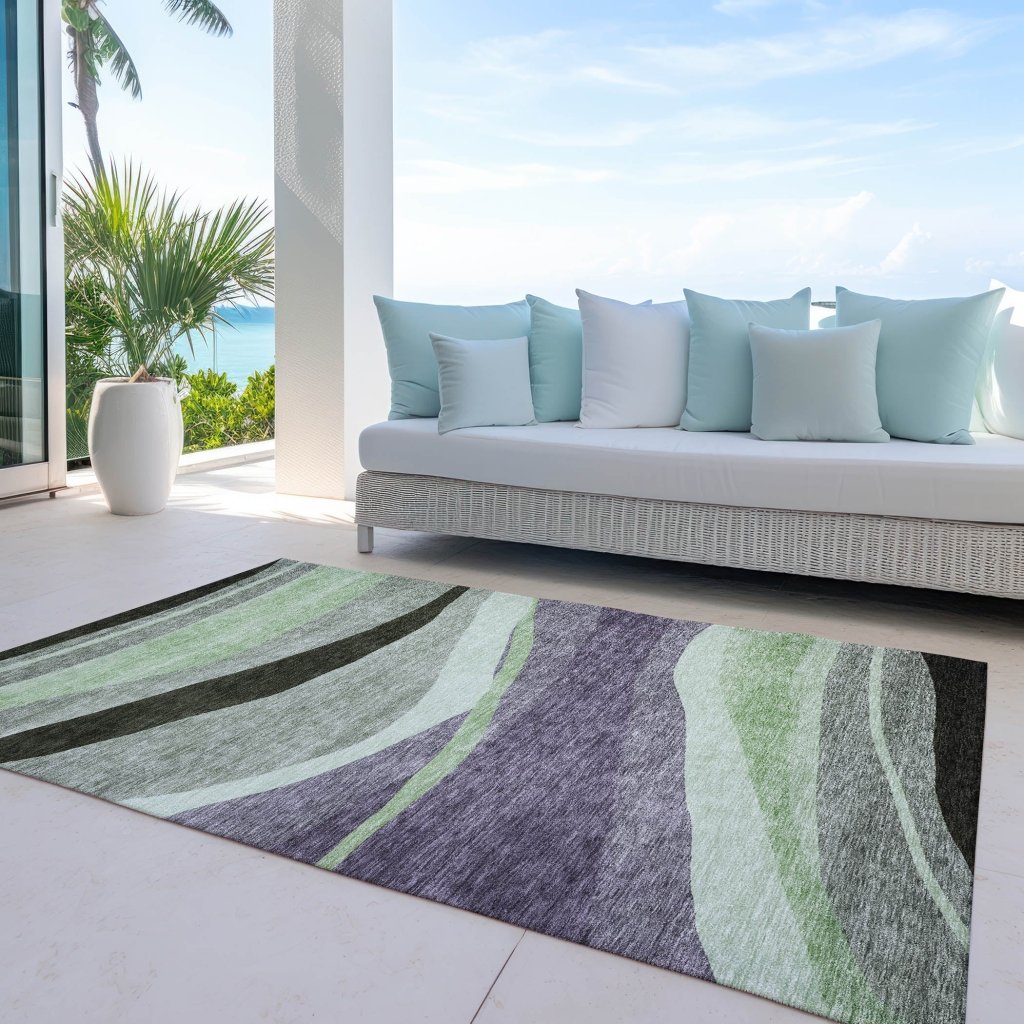 LOOMLAN Rugs Athena Purple Washable Indoor-Outdoor Rug