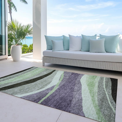 LOOMLAN Rugs Athena Purple Washable Indoor-Outdoor Rug