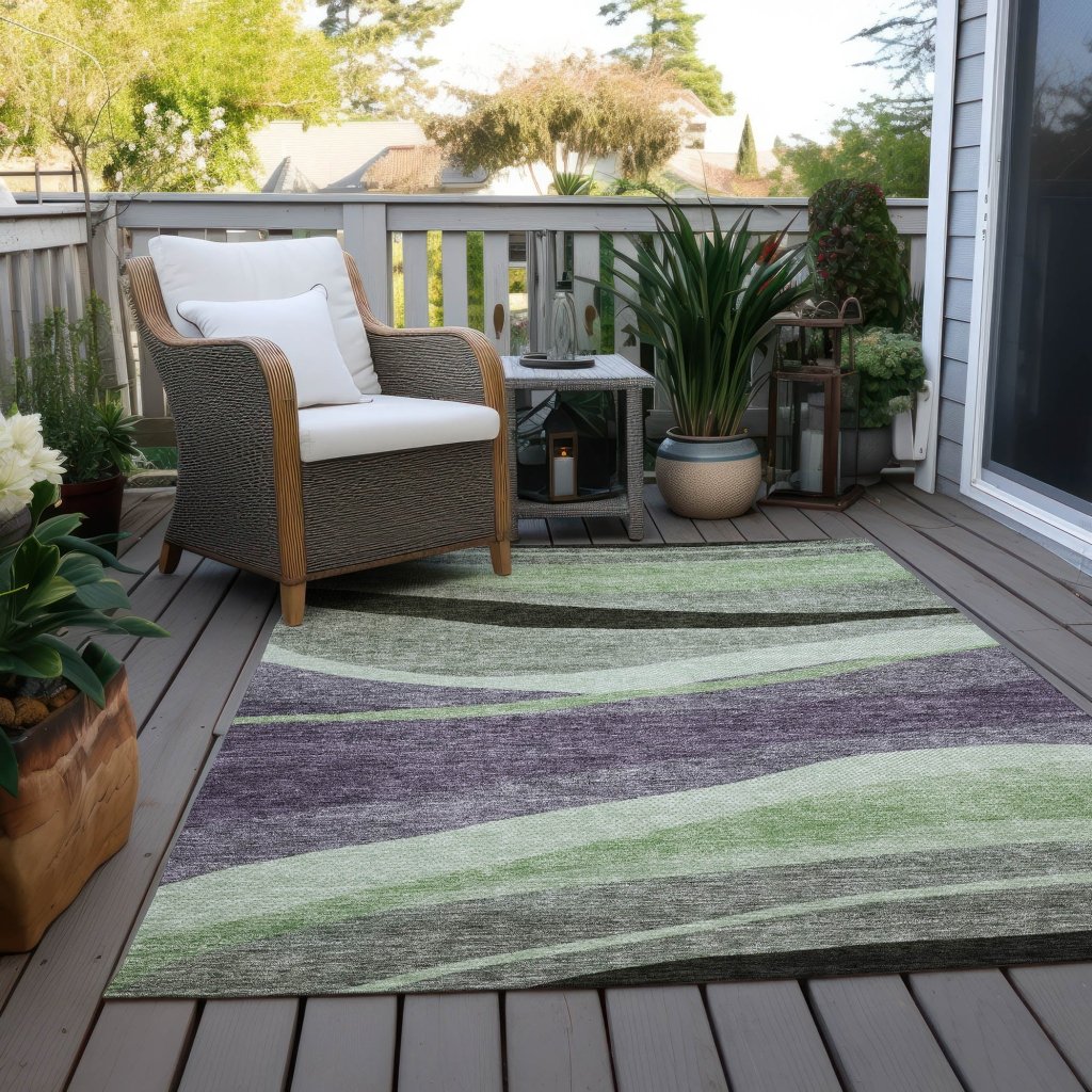 LOOMLAN Rugs Athena Purple Washable Indoor-Outdoor Rug