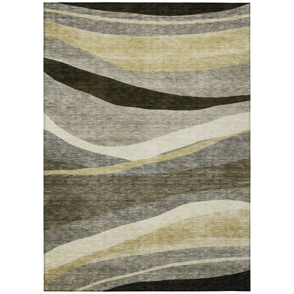 LOOMLAN Rugs Athena Taupe Washable Indoor-Outdoor Rug
