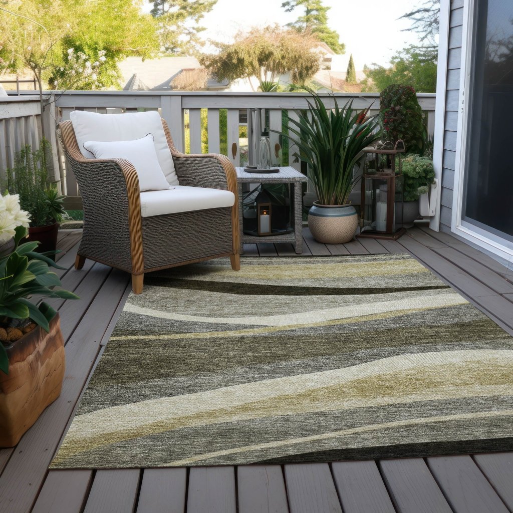 LOOMLAN Rugs Athena Taupe Washable Indoor-Outdoor Rug