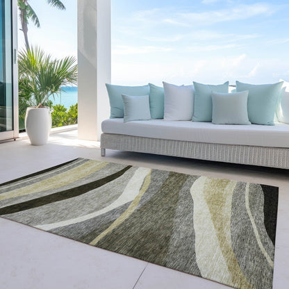 LOOMLAN Rugs Athena Taupe Washable Indoor-Outdoor Rug